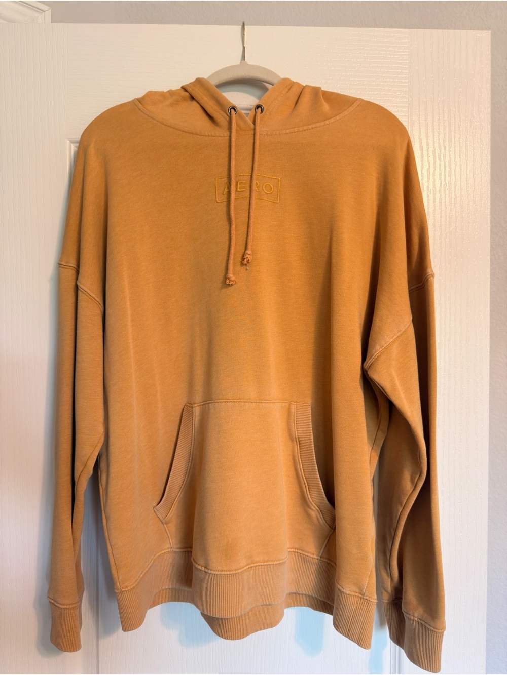 Embroidered Pullover Hoodie - Tan